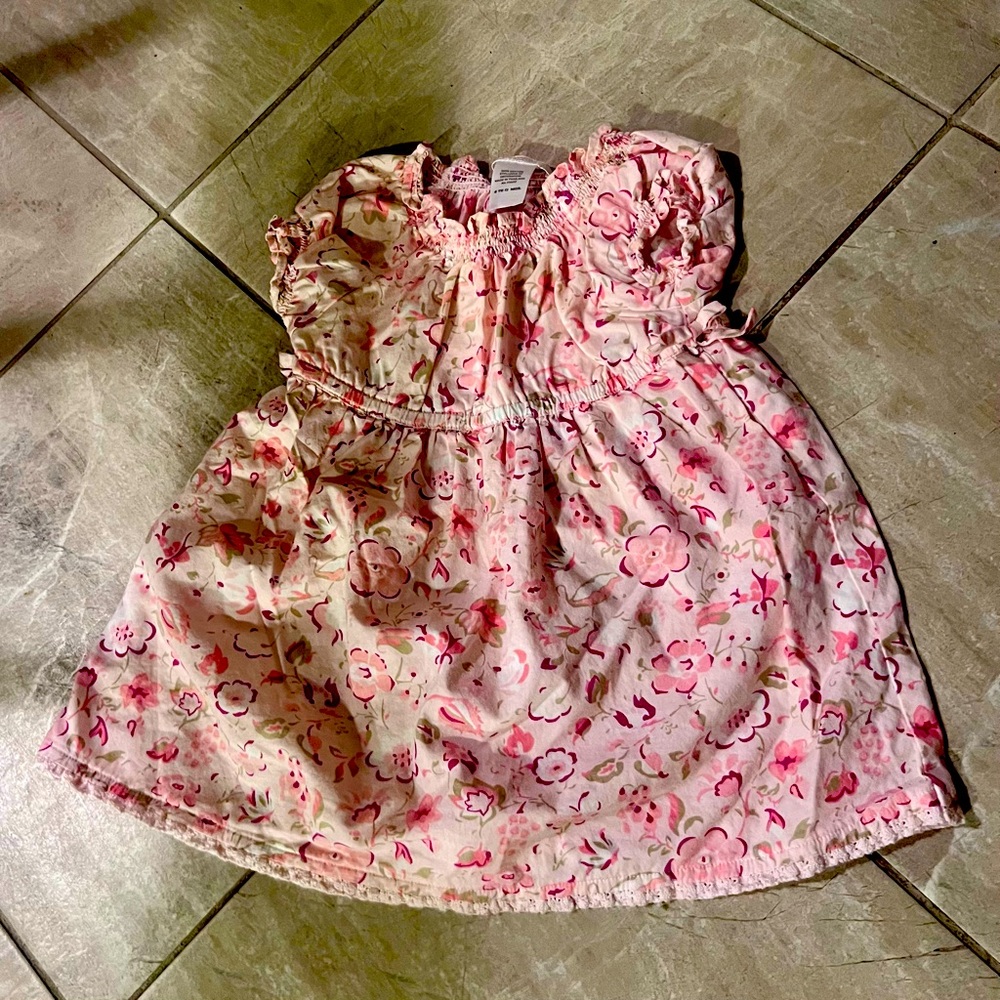 Janie & Jack Baby Girl Pink Floral Dress 6-12 mths